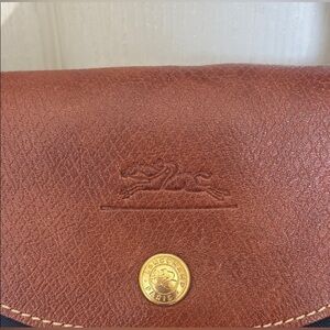 NWT Ladies LONGCHAMP Large Navy Blue Nylon Brown Leather Monogram Handbag